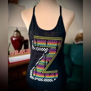 Zumba Fitness Black Tank Top with Colorful Z Design
